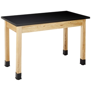 Pemberly Row 24x48&quot Solid Ash Wood Science Lab Table with Chem-Res Top in Black