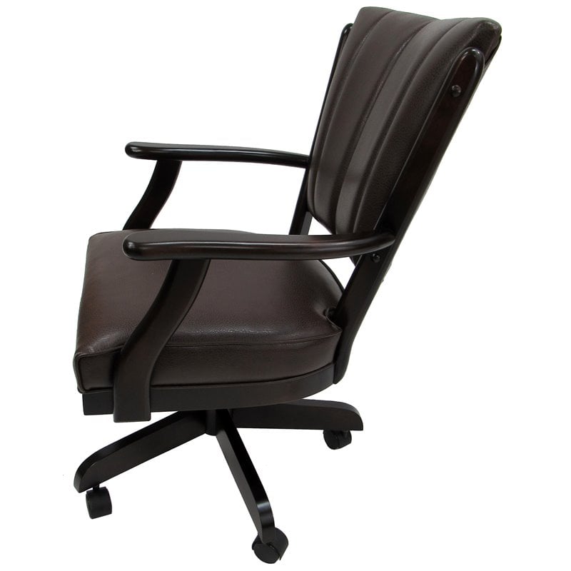 Pemberly Row Swivel Wood Dining Caster Chair Classic in Brown-Dark Cherry