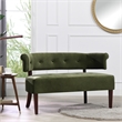 Pemberly Row Roll Arm Tufted Bench Settee Olive Green Velvet