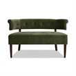 Pemberly Row Roll Arm Tufted Bench Settee Olive Green Velvet