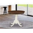 Pemberly Row Antique Round Rubber Wood Dining Table in Oak/White