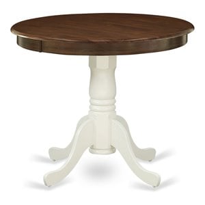 Pemberly Row Antique Round Rubber Wood Dining Table in Oak/White
