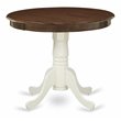 Pemberly Row Antique Round Rubber Wood Dining Table in Oak/White