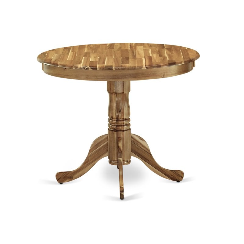 Pemberly Row Antique Round Acacia Wood Dining Table in Natural