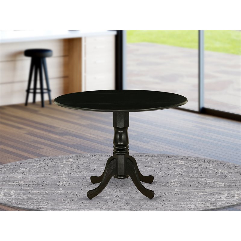 Pemberly Row Traditional Rubber Wood Dining Table in Black Finish