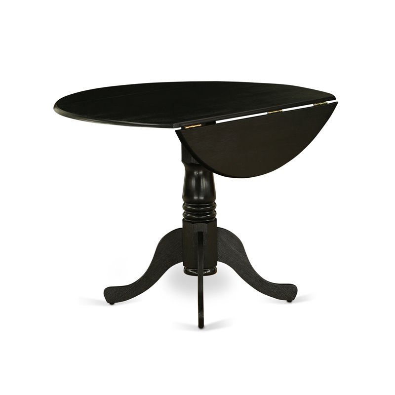 Pemberly Row Traditional Rubber Wood Dining Table in Black Finish