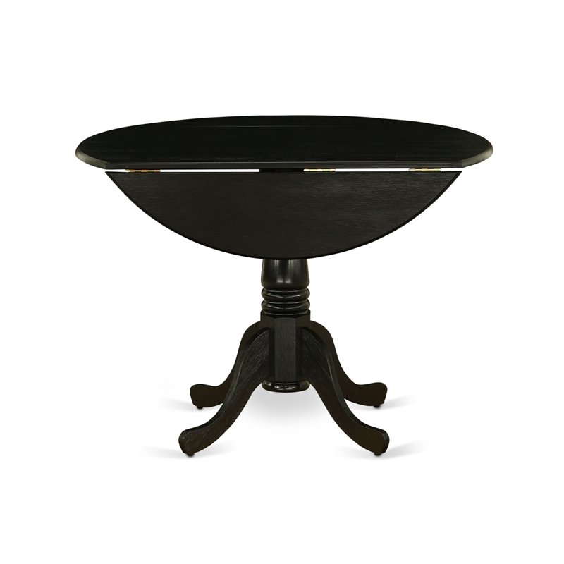 Pemberly Row Traditional Rubber Wood Dining Table in Black Finish