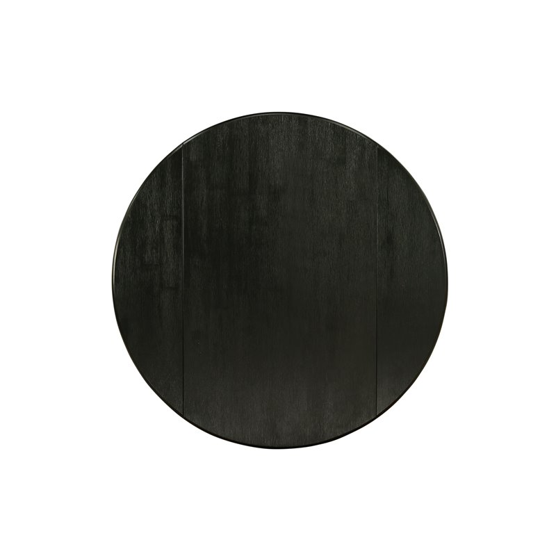 Pemberly Row Traditional Rubber Wood Dining Table in Black Finish