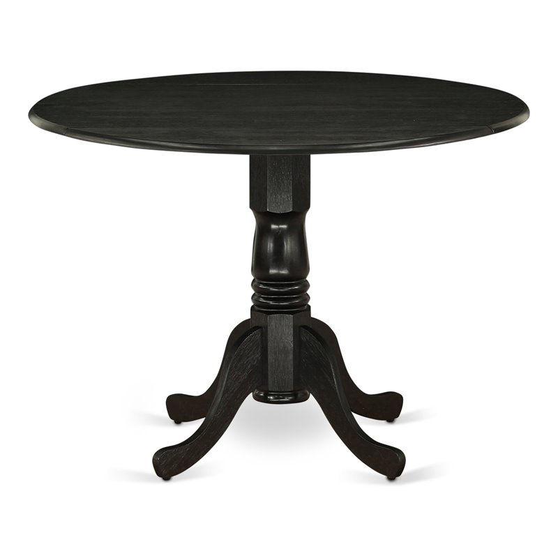 Pemberly Row Traditional Rubber Wood Dining Table in Black Finish