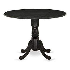 Pemberly Row Traditional Rubber Wood Dining Table in Black Finish