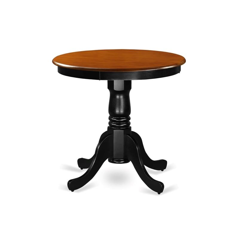 Pemberly Row Contemporary Round Rubber Wood Dining Table in Black/Cherry