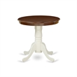 Pemberly Row Round Rubber Wood Dining Table in Mahogany/White