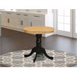 Pemberly Row Contemporary Round Rubber Wood Dining Table in Oak/Black