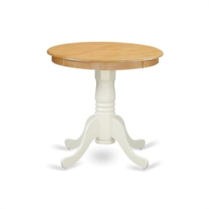 Pemberly Row Contemporary Round Rubber Wood Dining Table in Oak/White
