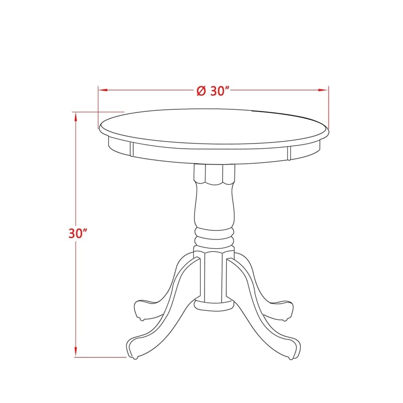 Pemberly Row Contemporary Round Rubber Wood Dining Table in Oak/White