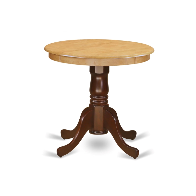 Pemberly Row Contemporary Round Rubber Wood Dining Table in Oak/Mahogany