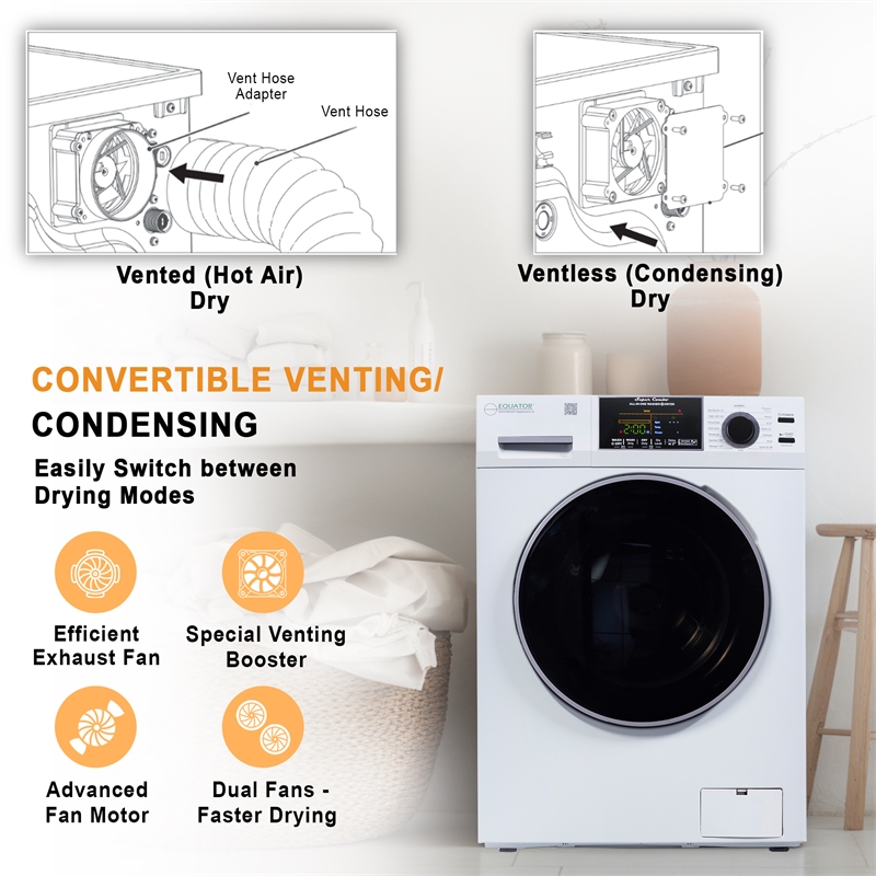 Pemberly Row CONVERTIBLE Washer-Dryer 18lb/1.9cf SANITIZE ALLERGEN Cycle 1400RPM