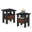 Pemberly Row Engineered Wood End Table with Bin Drawer in Brown (Set of 2)