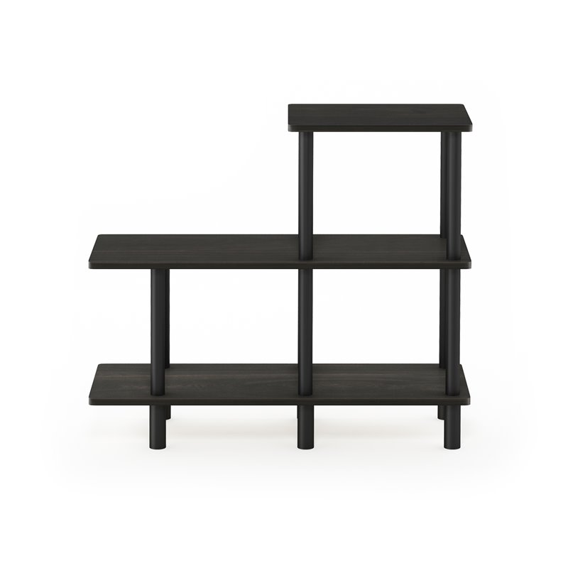 Pemberly Row Engineered Wood 3-Tier Cube Ladder Shelf in Espresso/Black