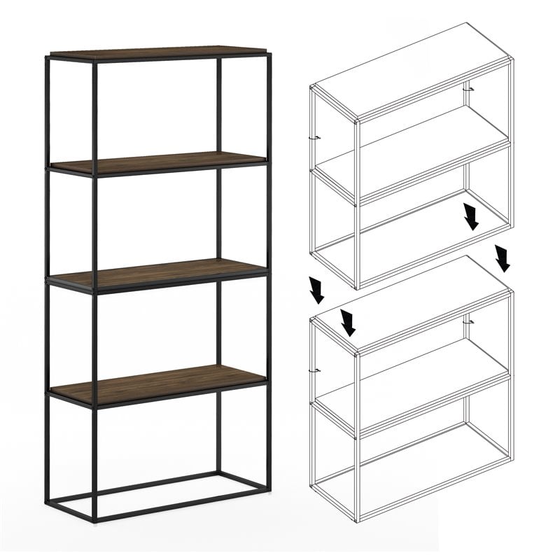 Pemberly Row Engineered Wood 2-Tier Wide Stackable Shelf in Columbia Walnut