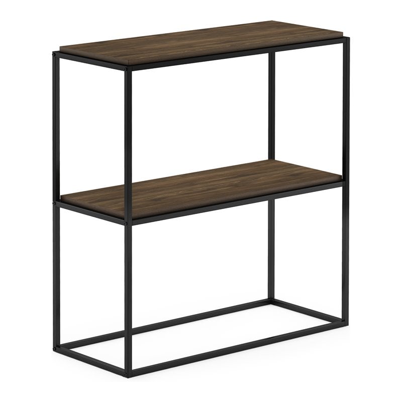 Pemberly Row Engineered Wood 2-Tier Wide Stackable Shelf in Columbia Walnut