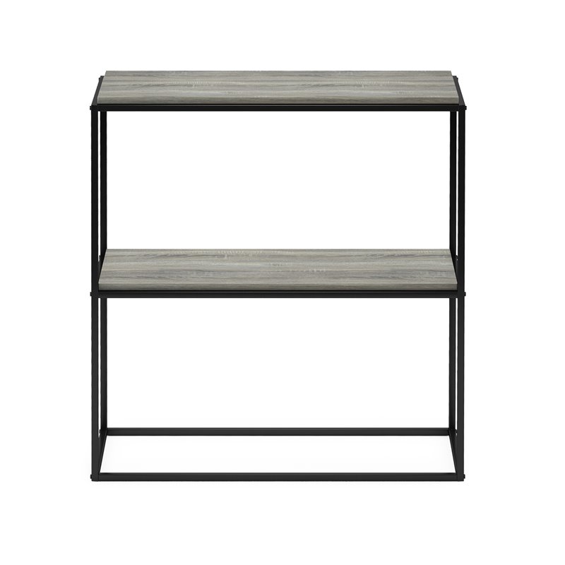 Pemberly Row Engineered Wood 2-Tier Wide Stackable Shelf in French Oak Gray