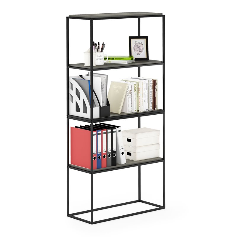 Pemberly Row Engineered Wood 2-Tier Wide Stackable Shelf in French Oak Gray