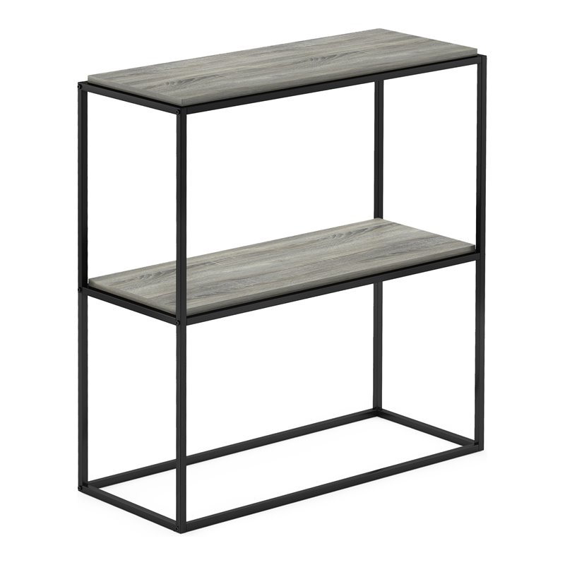 Pemberly Row Engineered Wood 2-Tier Wide Stackable Shelf in French Oak Gray