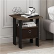 Pemberly Row Wood End Table with Bin Drawer in Columbia Walnut/Dark Brown