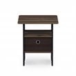 Pemberly Row Wood End Table with Bin Drawer in Columbia Walnut/Dark Brown