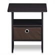 Pemberly Row Engineered Wood End Table with Bin Drawer in Dark Walnut