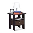 Pemberly Row Engineered Wood End Table with Bin Drawer in Dark Walnut