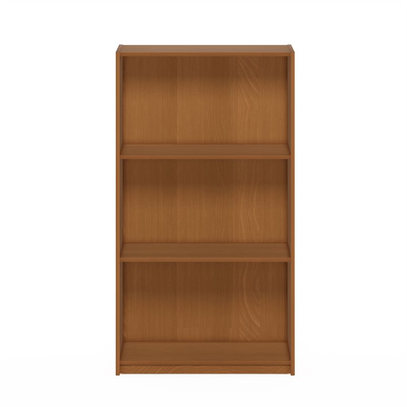 Pemberly Row Engineered Wood 3-Tier Bookcase Storage Shelves in Light Cherry