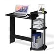 Pemberly Row Wood Compact Computer Desk with Shelves in Americano Black