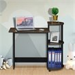 Pemberly Row Wood Compact Computer Desk with Shelves in Columbia Walnut/Black
