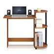 Pemberly Row Wood Compact Computer Desk with Shelves in Light Cherry/Black