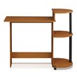 Pemberly Row Wood Compact Computer Desk with Shelves in Light Cherry/Black