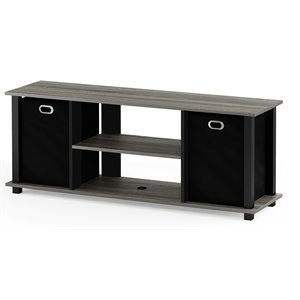 Pemberly Row Wood Entertainment Center for TV up to 50&quot in French Oak Gray/Black
