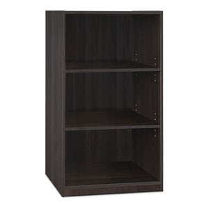 Pemberly Row Wood 3-Tier Adjustable Shelf Bookcase in Espresso