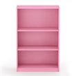 Pemberly Row Contemporary Wood 3-Tier Adjustable Shelf Bookcase in Pink