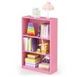 Pemberly Row Contemporary Wood 3-Tier Adjustable Shelf Bookcase in Pink