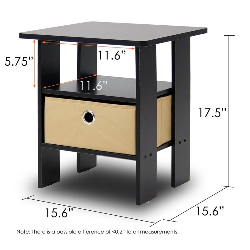 Pemberly Row Engineered Wood End Table with Bin Drawer in Espresso/Brown