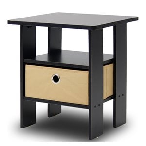 Pemberly Row Engineered Wood End Table with Bin Drawer in Espresso/Brown