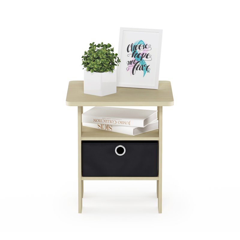 Pemberly Row Engineered Wood End Table with Bin Drawer in Steam Beech/Natural