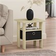 Pemberly Row Engineered Wood End Table with Bin Drawer in Steam Beech/Natural