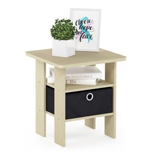 Pemberly Row Engineered Wood End Table with Bin Drawer in Steam Beech/Natural