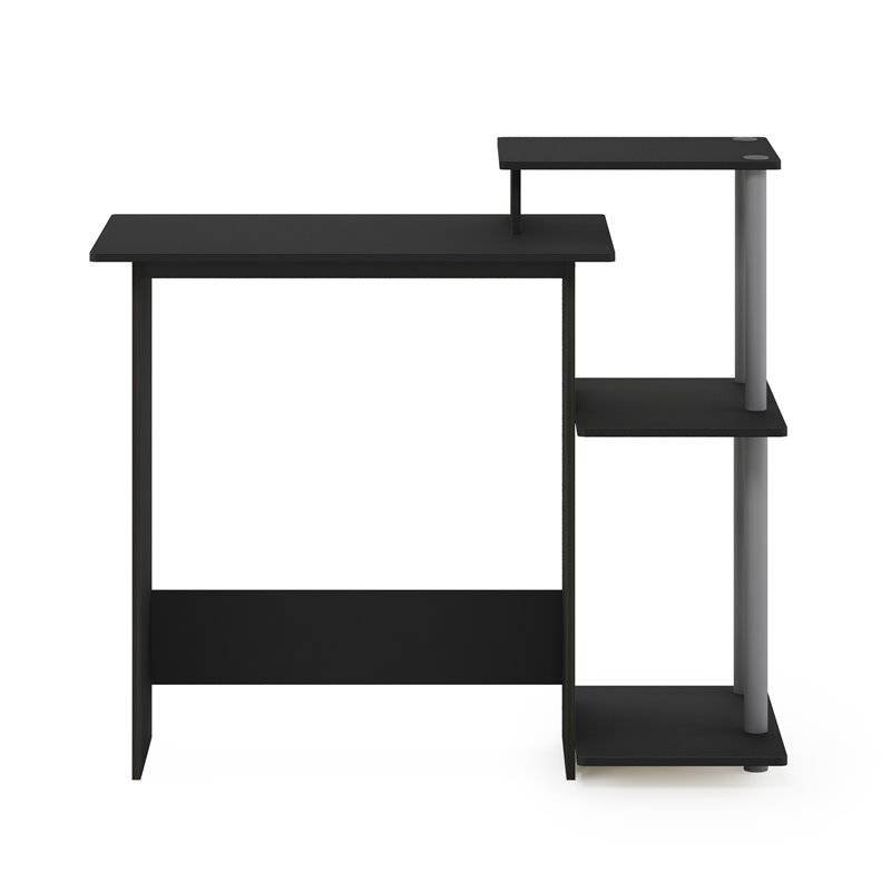 Pemberly Row Efficient Wood Home Laptop/Notebook/Computer Desk in Black/Gray