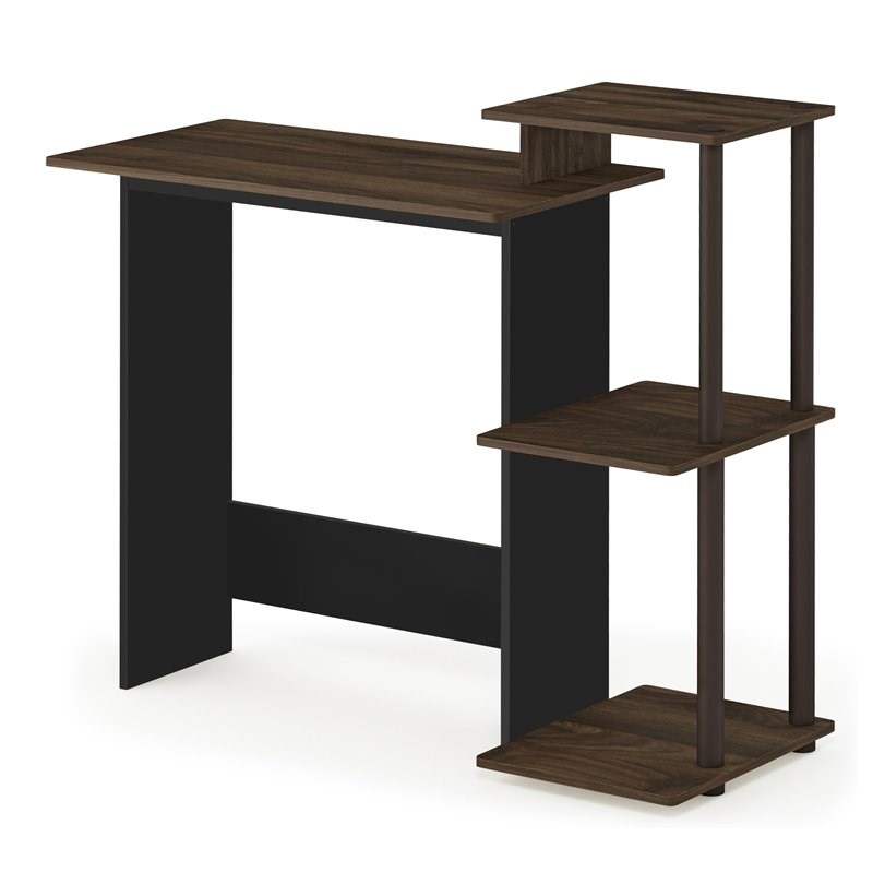 Pemberly Row Efficient Wood Home Laptop/Notebook/Computer Desk in Walnut/Brown