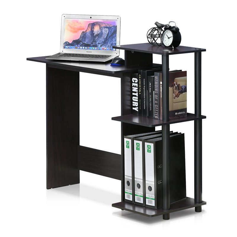 Pemberly Row Efficient Wood Home Laptop/Notebook/Computer Desk in Dark Walnut