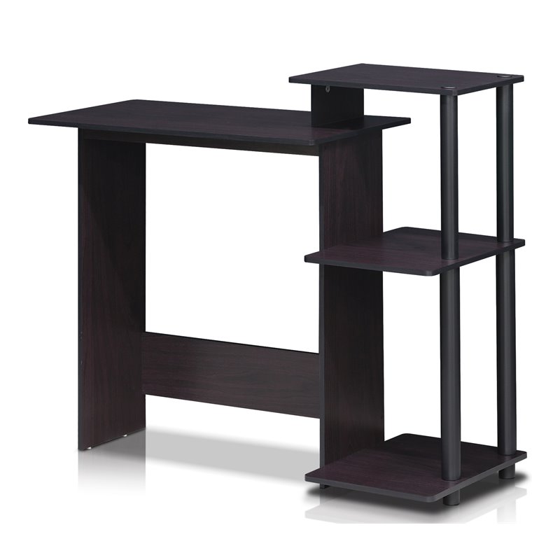 Pemberly Row Efficient Wood Home Laptop/Notebook/Computer Desk in Dark Walnut
